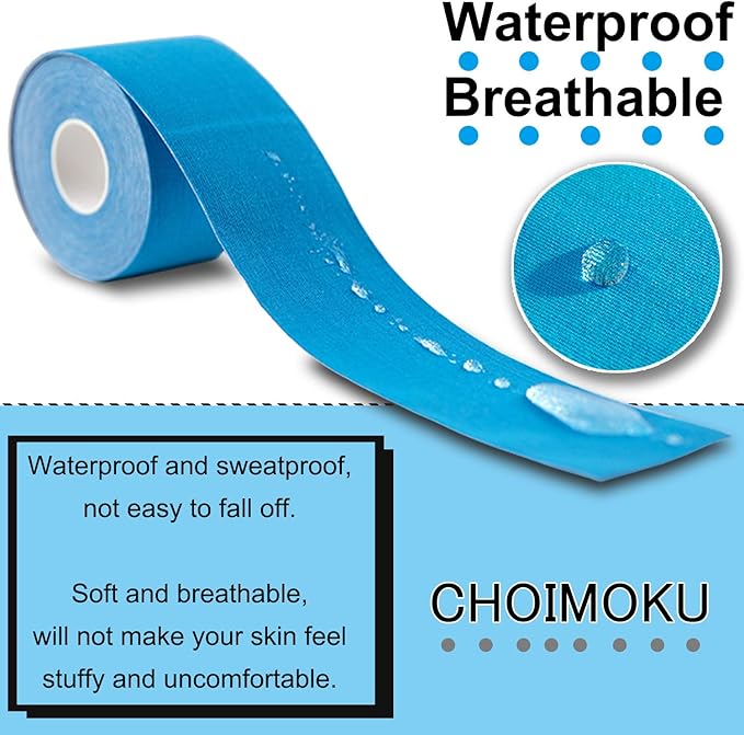 Upgraded Kinesiology Tape 2inch 12 Rolls Set for Knees, Uncut 2" Waterproof Muscle Tape Hypoallergenic Athletic Tape Sports Tape for Knee Shoulder Muscle Pain (4X Beige, 4X Black, 4X Blue)