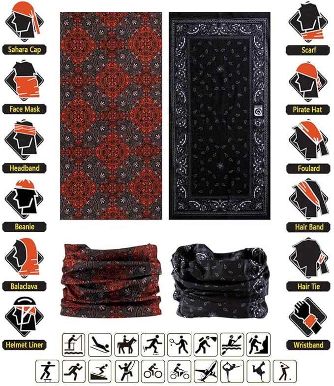 Neck Gaiter Headband Headwear Head Wrap Face Mask Magic Scarf Bandana for Men and Women