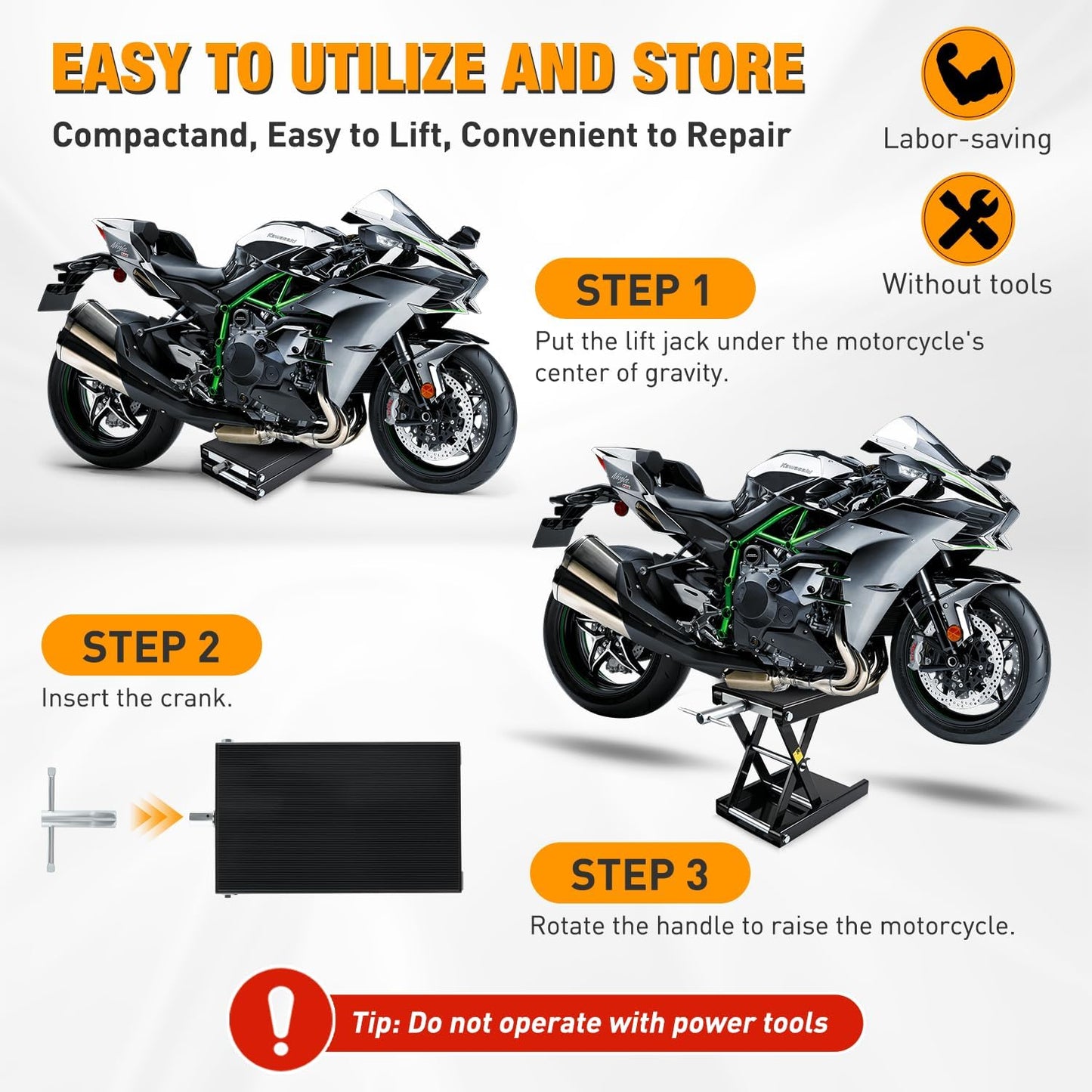 Nilight Motorcycle Lift Jack 1100 LBS Motorcycle Scissor Jack Stand Lift with Wide Deck Crank Handle 3.4"-14.2" Steel Scissor Hoist Garage Repair Lift Table Jacks for Motorcycles ATV Dirt Bike, Black