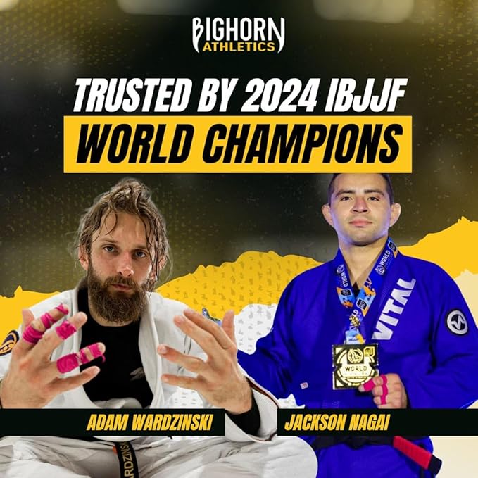 Bighorn Athletics Jiu Jitsu Finger Tape | Residue-Free Athletic Finger Tape for Sports & Injuries: Rock Climbing, Volleyball, Football, Basketball, Hands & Toes | 0.3-Inch x 45-feet, 8-Rolls, Pink