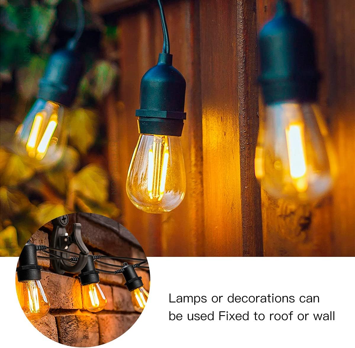 Elrswy 40Pack,Light Hanger Hooks,String Light Hooks,Screw-in Hooks for Hanging String Lights and Wire,Plants,Wind Chimes,Plastic,Black, Wall, Hooks-SQ-01