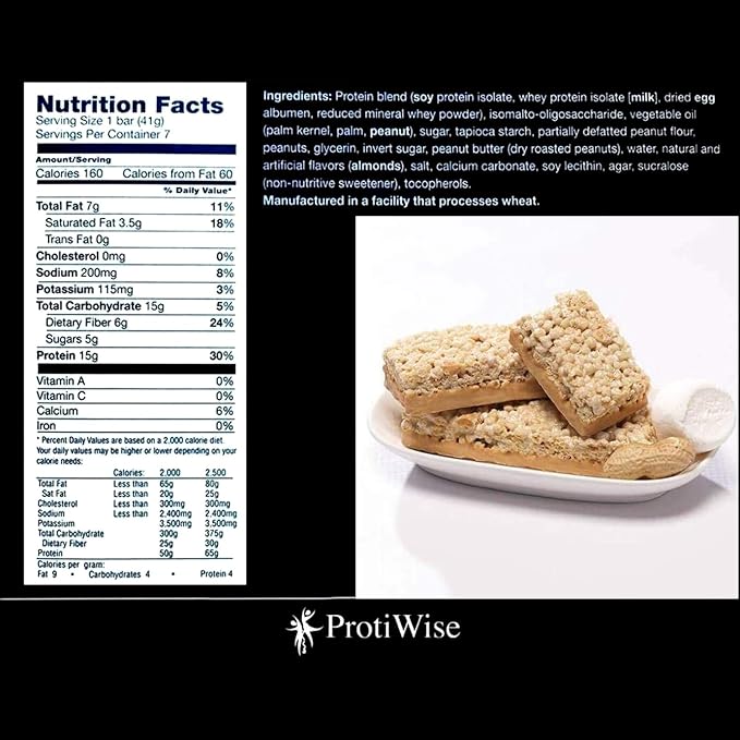 ProtiWise – High Protein 15g Bar | 7/Box | Weight Loss, Diet, KETO Friendly, Hunger Control, Meal Replacement | Gluten Free, Low Fat, Low Sugar (Fluffy Nutter)