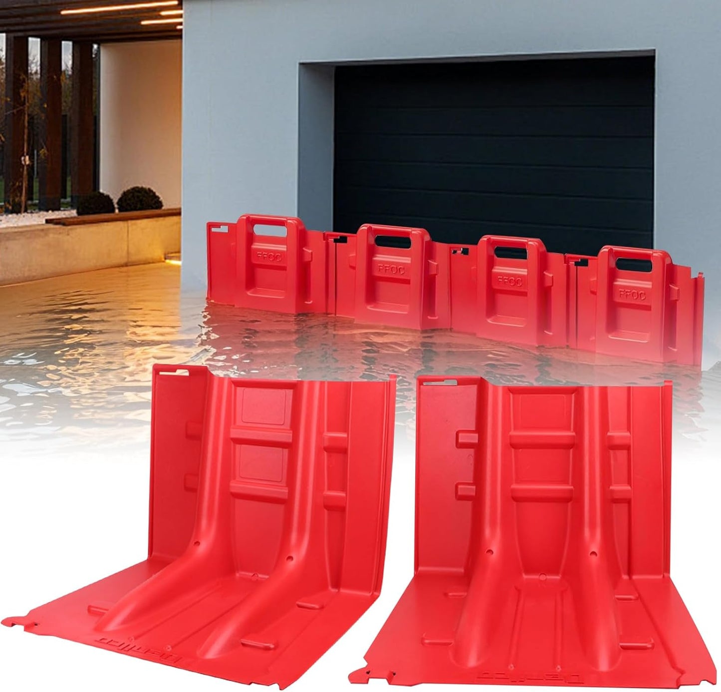 Flood Prevention Barrier, ABS L-Type Baffle Water Barrier Reusable, Door Flood Barriers for Home, Removable Combined for Garage Doors, Warehouses, Basements and School (20pcs)