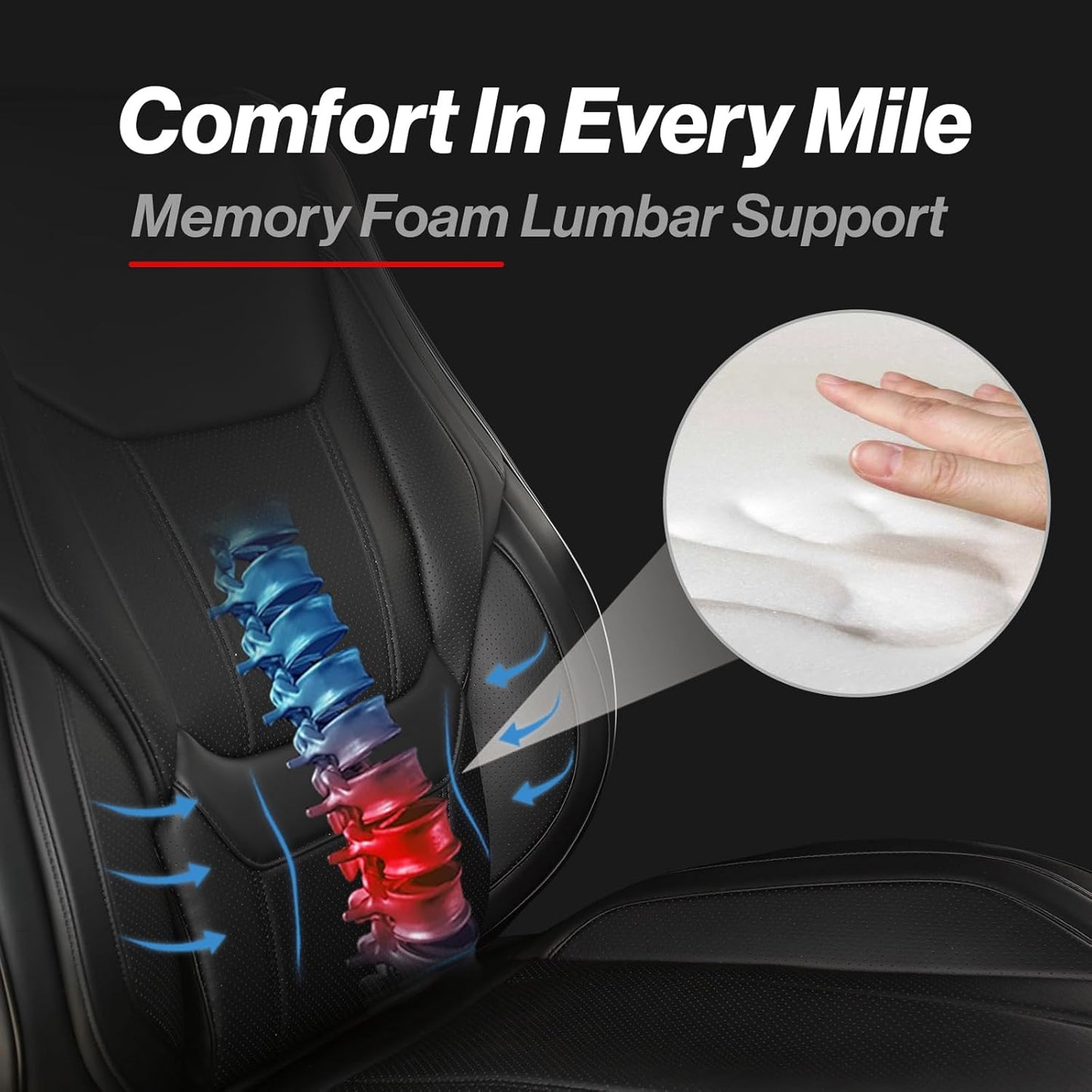 Coverland Custom Car Seat Covers Compatible with 2016-2025 Titan King Cab - Premium Leather Non-Slip Memory Foam Waterproof Cover Interior Protector Full Set-Black [See Size Chart-Size X121]