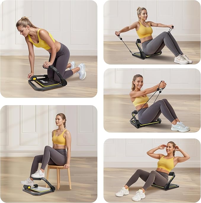 Ab Workout Equipment, Ab Machine for Stomach Workout, Ab Trainer Machine for Home, Sit Up Machine with Resistance Bands and 330 LBS Weight Capacity, Ab Crunch Machine for Home Exercise