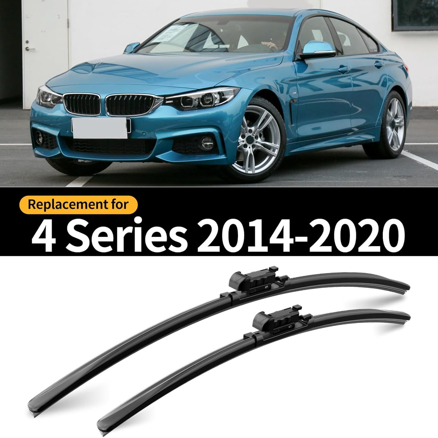 Front Windshield Wipers, 2-Piece Set for BMW 4 Series 428i 430i 435i 440i 2014 2015 2016 2017 2018 2019 2020 - Automotive Replacement Front Wiper Blades for Car Window