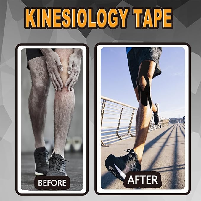 Kinesiology Tape Precut Pro-Waterproof Elastic Athletic Tape,Medical Grade Cotton Adhesive Sports Tape for Muscle Pain Relief & Joint Support, Breathable K Tape (2Rolls-(3 inch Uncut-Flesh))