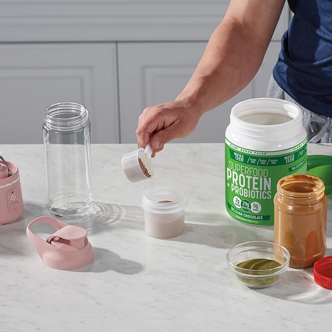 Hamilton Beach Mini Cordless Portable Personal Blender for Shakes and Smoothies, USB Rechargeable, 16 oz. Jar with Leakproof Travel Lid, 6 Stainless Steel Blades, Pink (51181)