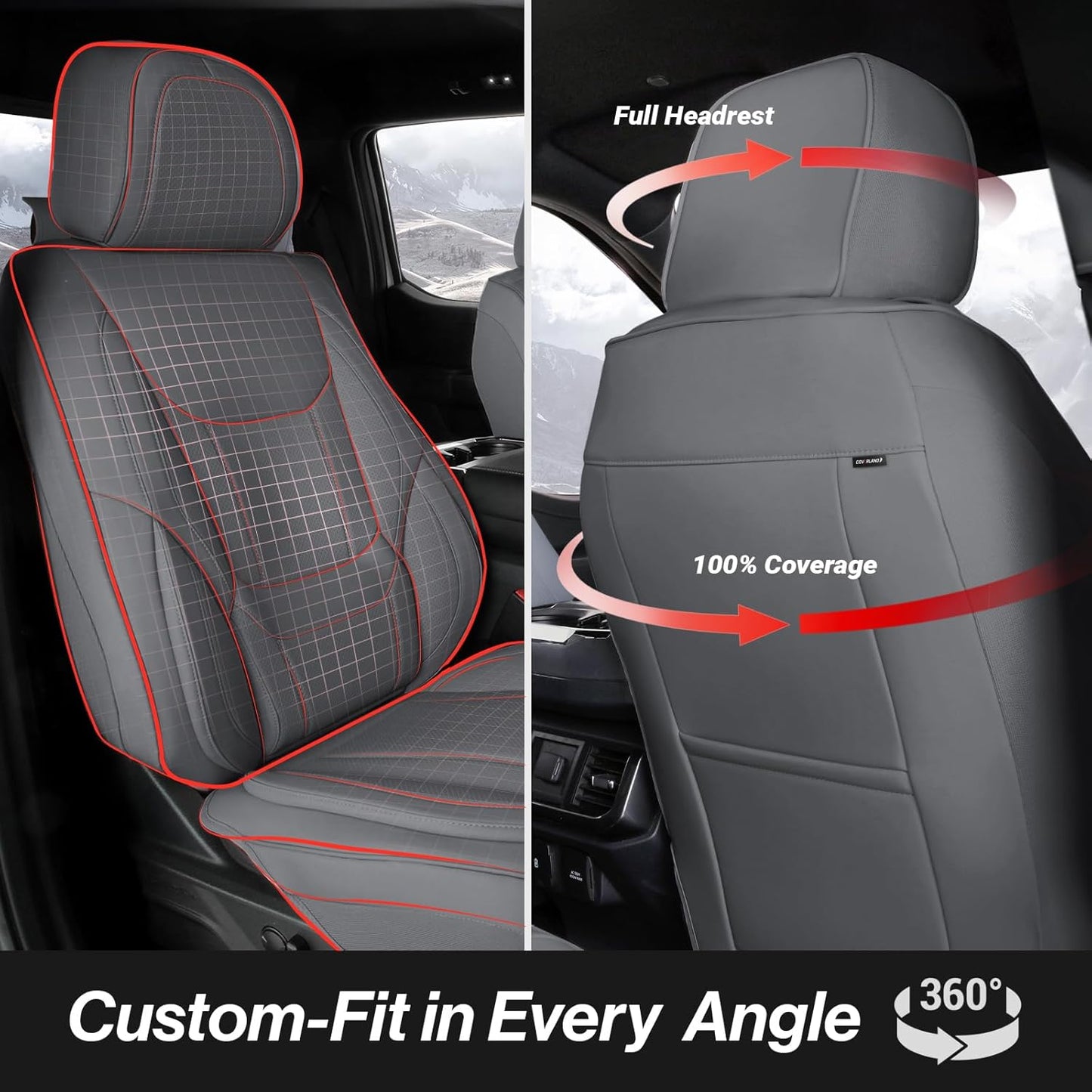 Coverland Custom Car Seat Covers Compatible with Colorado, Canyon Crew Cab - Premium Leather Non-Slip Waterproof Seat Cover Custom Interior Protector Full Set-Dark Gray [See Size Chart-Size X113]