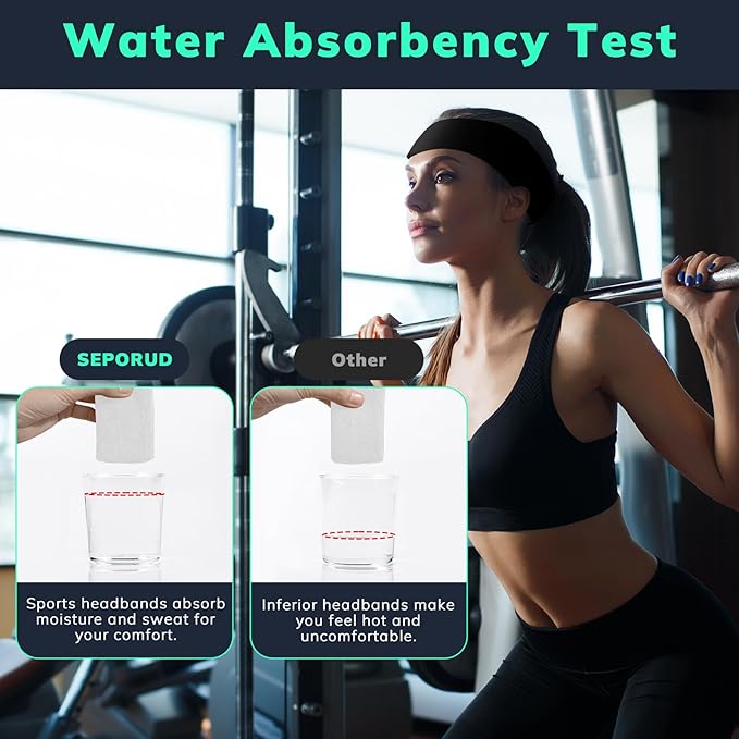 Sweatbands Sports Headband for Men & Women - Terry Cloth Moisture-Wicking Sports Towel Headband for Tennis, Basketball, Running, Gym, and Fitness Working Out