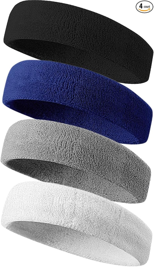 Tanluhu Sweatbands Sport Headbands for Men & Women,Terry Cloth Sweat Band for Tennis, Running, Basketball, Working Out, Execise - Athletic Sweat Cotton Headband Outdoor