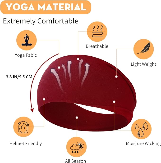 RITOPER Wide Headbands for Women Non Slip, Workout Yoga Running Womens Headband Boho Hair Bands for Women's Hair, Thick Sweat Head Bands Solid Head Wraps Bandana