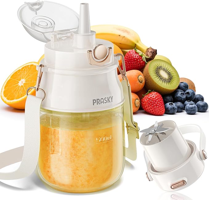 Personal Blender, Portable Blender for Shakes and Smoothies with 27oz Cup and Lid, Type-C Rechargeable, Dishwasher Safe Parts, BPA-free, Sports/Travel/Hiking/Office/School, with Shoulder Strap