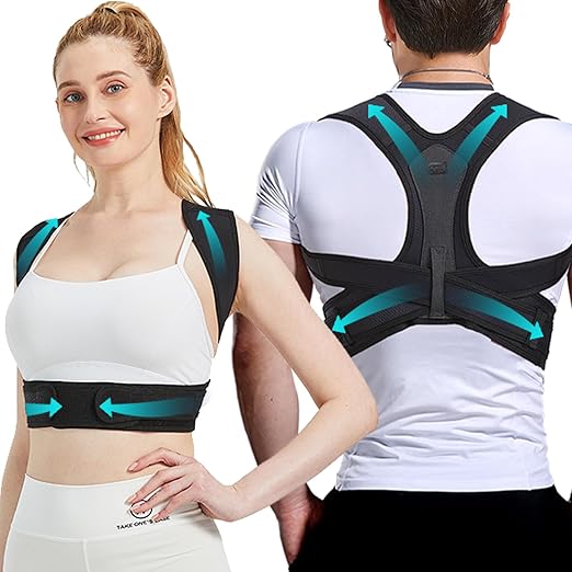 Posture Corrector for Women and Men, Adjustable Upper Back Brace, Breathable Back Support Belt for Hunchback, Relieve Shoulder Neck Upper Back Pain