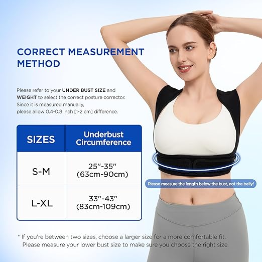 Posture Corrector for Women and Men, Adjustable Upper Back Brace for Clavicle Support and Providing Pain Relief from Neck, Shoulder, and Upper Back (Black, Small/Medium)