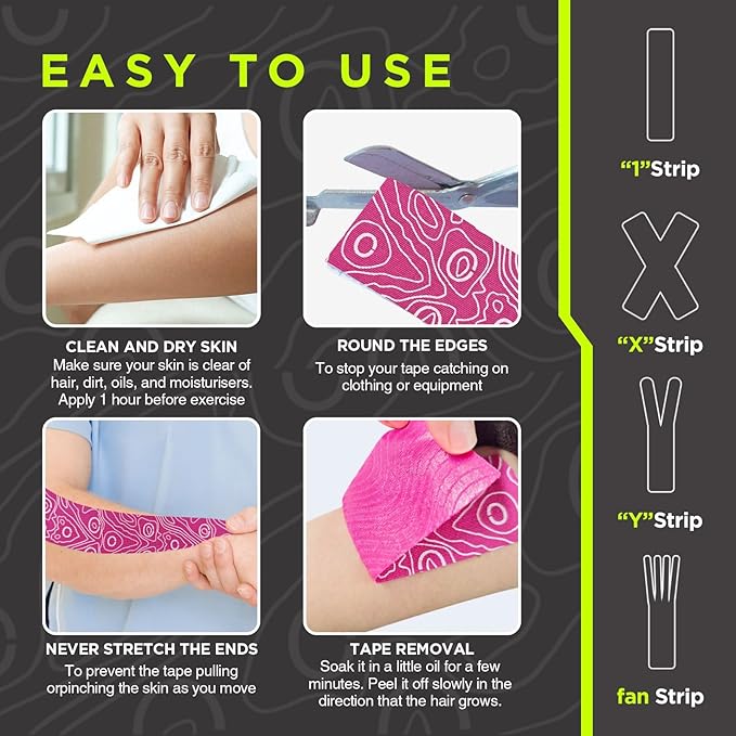 OK TAPE PRO Kinesiology Tape Uncut Roll, Elastic Physical Therapy Athletic Tape for Pain Relief, Muscle Support, Kinetic Tape, Water Resistant, 2in X 16.4ft -Pink 4 Pack