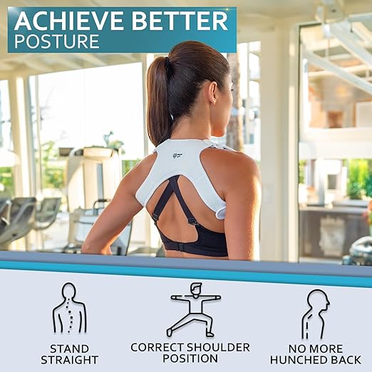 Upper Back Posture and Neck Hump Corrector - for Women and Men - Support Brace and Straightener for Pain Relief - Rounded Shoulder and Buffalo Hunchback Alignment - Discreet Under Clothes - White