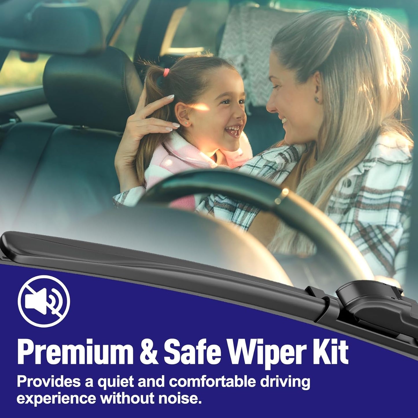 AJK Wiper Blades for Hyundai Kona 2024 2025, 3 Piece All Weather OEM Quality Automotive Replacement Windshield Wiper Blades for My Car