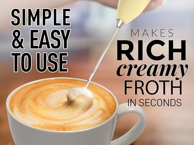 Zulay Powerful Milk Frother for Coffee with Powerful Motor - Handheld Frother Electric Whisk, Milk Foamer, Mini Mixer & Coffee Blender Frother for Frappe, Latte, Matcha, No Stand - Mimosa