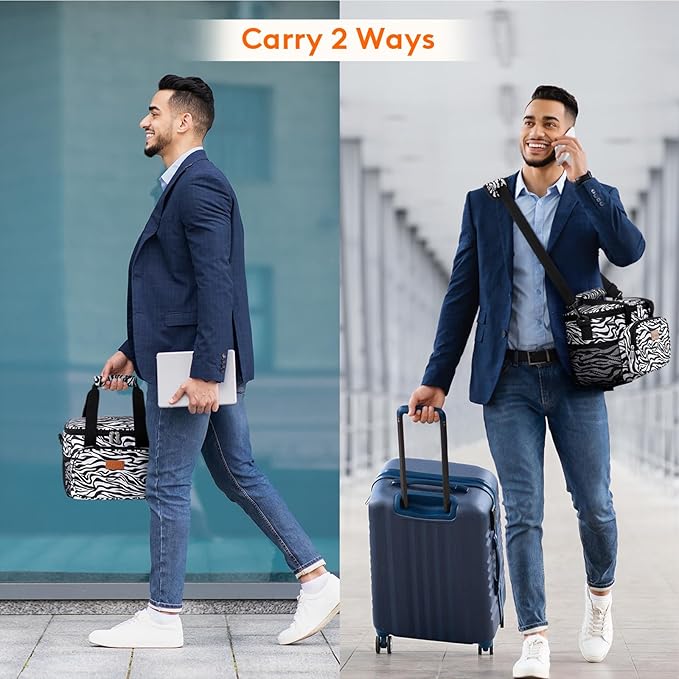 Lifewit Medium Lunch Bag Insulated Lunch Box Soft Cooler Cooling Tote for Adult Men Women, Zebra Stripes 12-Can (9L)