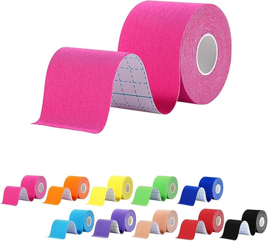 Pro Synthetic Kinesiology Tape 1 Roll, Athletic Sports Tape for Muscle Joint Support, Pain Relief for Knee Elbow Wrist Ankle, 2 in x 16.4 Ft, Pink