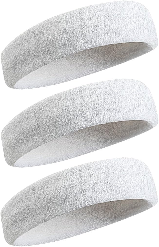 BEACE Sweatbands Sports Headband for Men & Women - Moisture Wicking Athletic Cotton Terry Cloth Sweatband for Tennis, Basketball, Running, Gym, Working Out