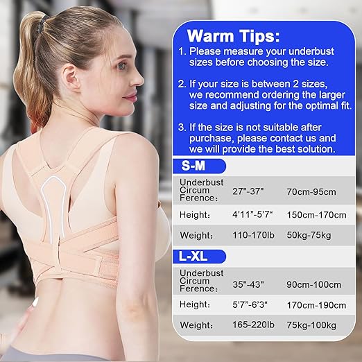 Women Back Braces Posture,Adjustable Upper Back Brace for Clavicle Support and Providing Pain Relief from Neck,Back Brace and Posture Corrector for Women and Men(Large/X-Large 35""-43"")