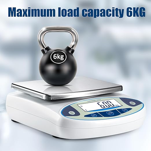 Lab Scale 6000gx0.01g Analytical Balance,0.01g High Precision Electronic Digital Balance Scale Scientific Scale (up to 6kg, 0.01g) for Kitchen Lab Weighing Jewelry Scale (6000g/0.01g)
