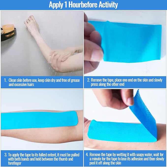 Kinesiology Tape precut (2 Rolls,40 Strips,2" X 10" Strips) Kinesiology Tape Waterproof Breathable Latex Free Tape for Ankle Wrists Knees Running Swimming Elastic Sports Activities Tapes(Black)