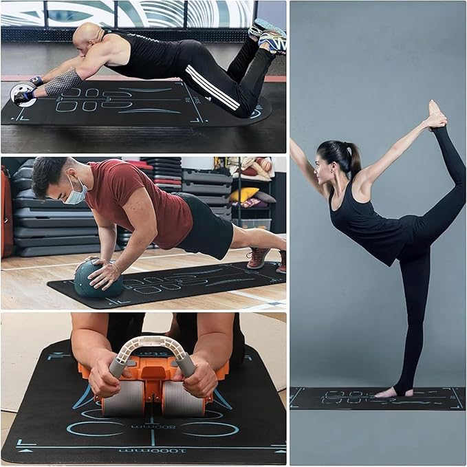 Non-Slip Workout Mat for Ab Roller Wheel, Exercise Mat with Storage Bag, 7mm Extra Thick Exercise Equipment Yoga Floor Mats Home & Gym Sound Insulation Protection Pads