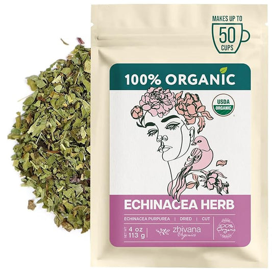 Organic Echinacea Tea Loose Leaf (4 oz.) – Echinacea Herb - Immunity Tea - Respiratory, Digestion - Equinacea Organica