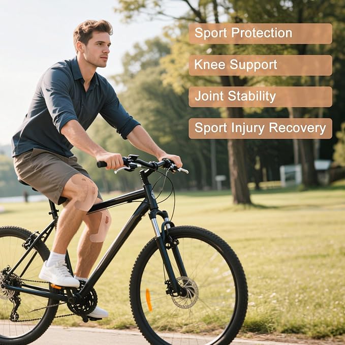 20 Pcs Precut Kinesiology Tape for Knees,Kinesiology Ankle Tape,Waterproof Elastic Knee Kinetic Tape,Breathable Latex-Free Tape for Knee Support and Stability,Pain Relief(Skin Color)