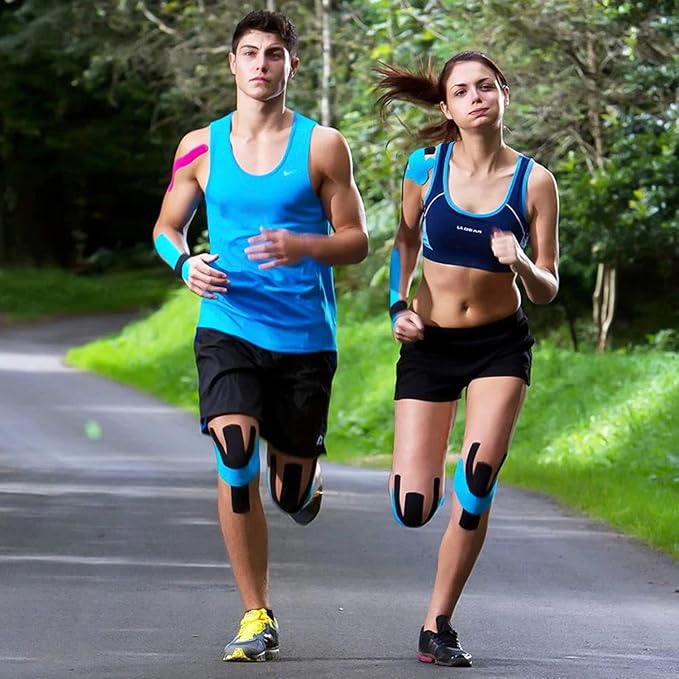 Kinesiology Tape -<3 Rolls>-Elastic Kinesiology Athletic Tape for Joints Support & Muscle Pain Relief-<16.4ft /Roll>-Cotton Waterproof K Tape Latex Free, Breathable Perfect for Any Activity(Pink）