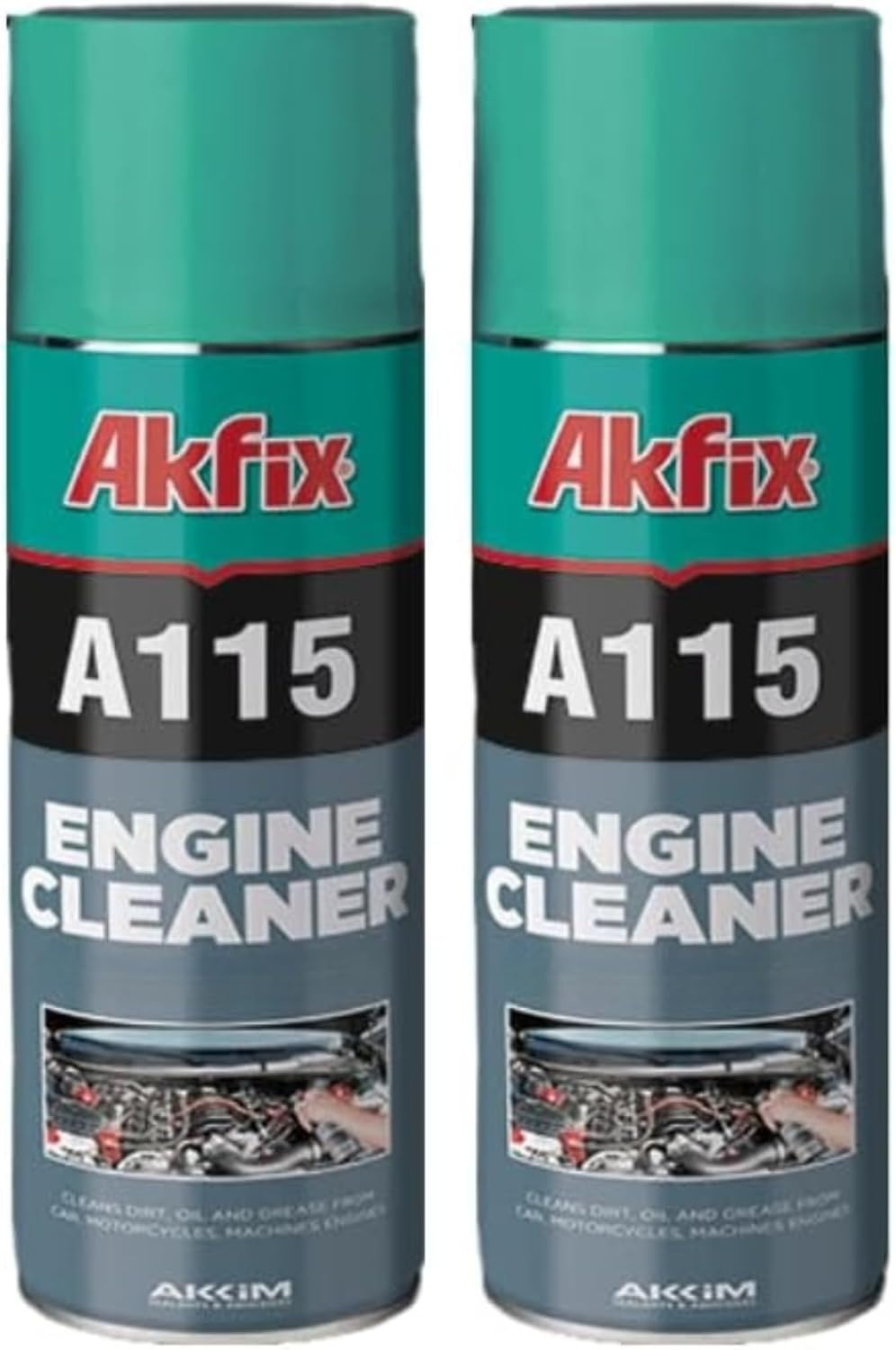 Akfix A115 Engine Cleaner and Degreaser - Quick and Bright Cleaner for Car, Motorcycle, Automotive and Machine Engine - Oil Grease Remover, Degreaser Cleaner Spray | 2 Pack, 16.9 Oz.