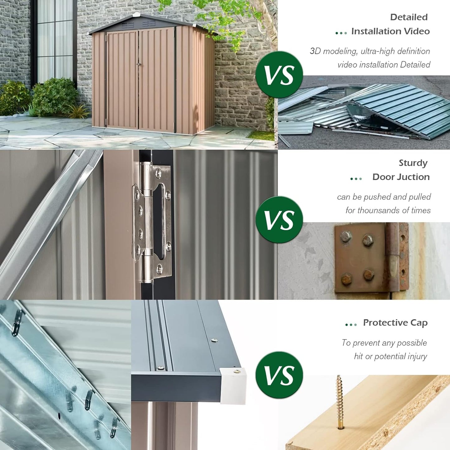 AECOJOY 7' x 7' Metal Storage Shed for Outdoor, Outdoor Storage Shed with Design of Lockable Doors, Utility and Tool Storage for Garden, Backyard, Patio, Outside use.