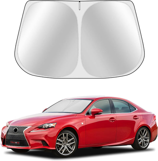 Custom Fit Windshield Sun Shade for Le-xus is Sedan IS350 IS300 IS250 IS200t 2014-2020 - Full Coverage, 210T Reflective Fabric, Double-Layer Design - Keeps Car Cool, Easy to Install and Store