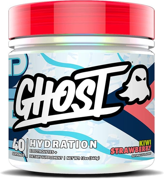 GHOST Hydration, Kiwi Strawberry, 40 Serv, Electrolyte Powder - Drink Mix Supplement with Magnesium, Potassium, Calcium, Vitamin C & Taurine for Energy & Endurance - Vegan, Free of Soy, Sugar & Gluten