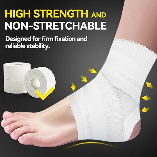 Dimora Athletic Tape, Easy Tear Sports Tape with Serrated Edges, Strong Adhesion, No Residue, Ideal for Gymnastics, Boxing, Lacrosse, Hockey and First Aid (White, 1.5 in x 45 ft, 4 Pack)