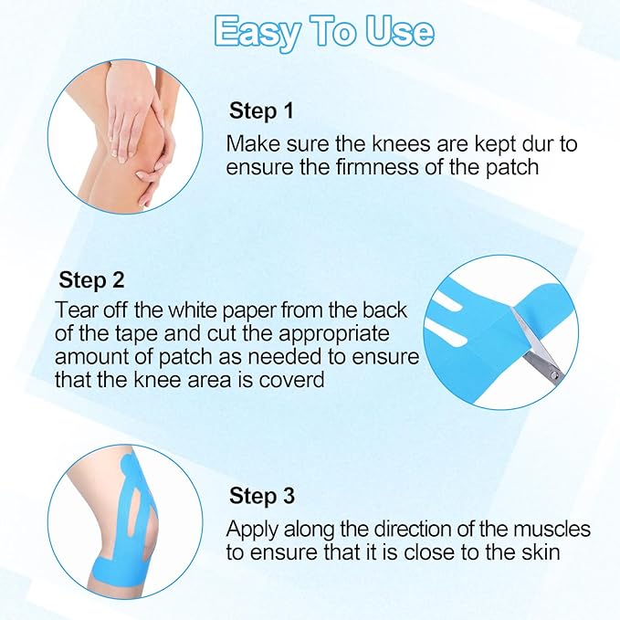 Kinesiology Tape for Knees,20 Count Kinesiology Tape Precut,Original Cotton Elastic Athletic Strips Knee Tapes for Muscle & Joint Support,Waterproof and Breathable,Sport Knee Support Patch Stickers