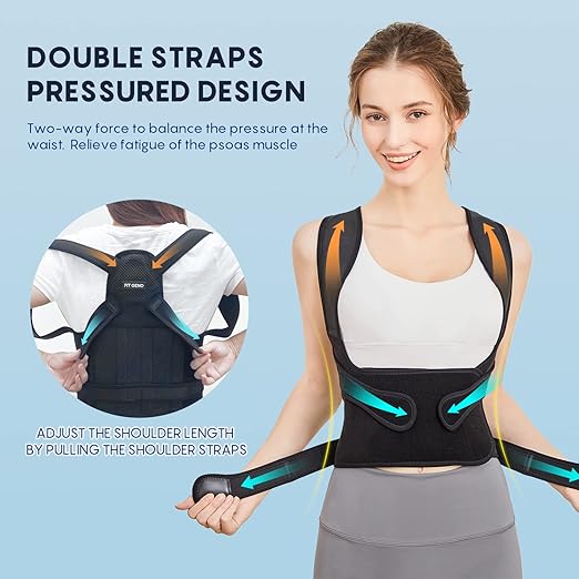 Fit Geno Posture Corrector for Women and Men - Adjustable Back Brace & Straightener for Scoliosis, Hunchback Correction, Back Pain, Spine Corrector, Back Support and Posture Trainer
