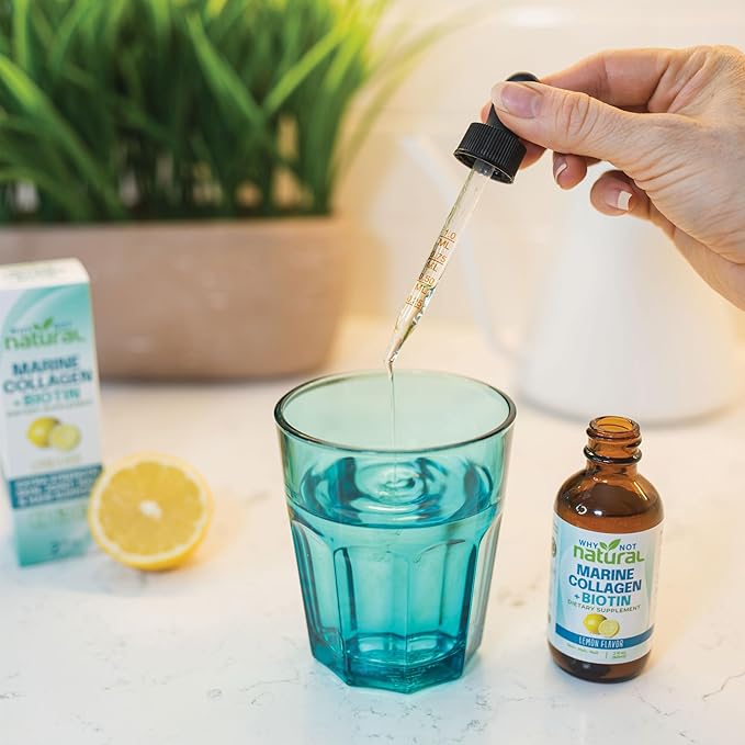 Why Not Natural Liquid Collagen Plus Biotin Drops for Women and Men - Supplement for Hair Growth, Skin, and Nails