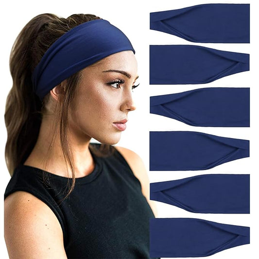 DRESHOW Yoga Sports Headbands for Women Elastic Non-Slip Headbands Workout Running Hair Bands 6 Pack