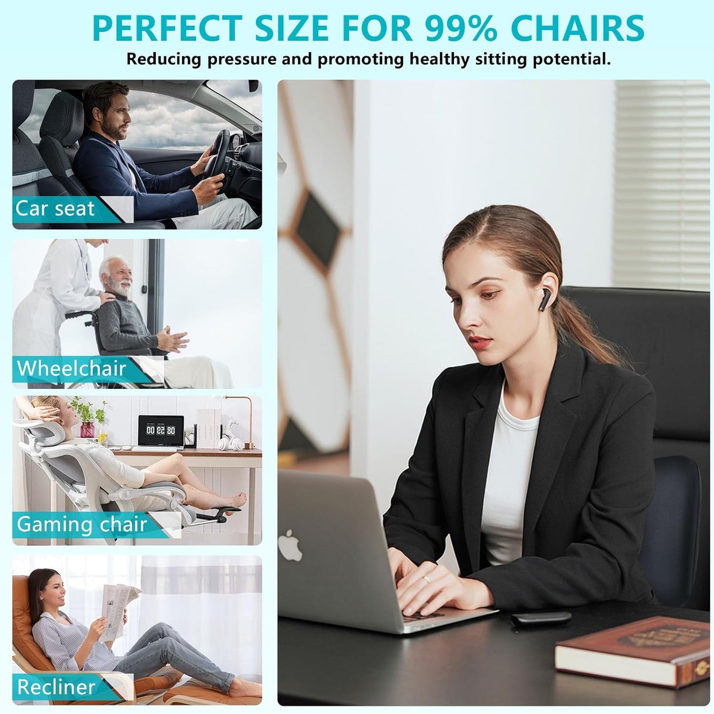 FLORICH Lumbar Support with Car headrest Back Pillow for Chair Headrest Pillow with Gel Memory Foam Massage Point Lumbar Support(Grey)