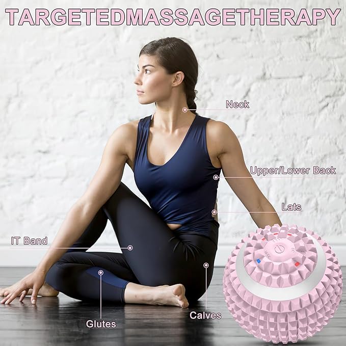 Uppye Vibrating Ball Massager, Vibration Massage Ball for Physical Therapy, Mobility Ball for Workout Recovery, Deep Tissue Massager for Pain Relief and Trigger Point Treatment (Pink)