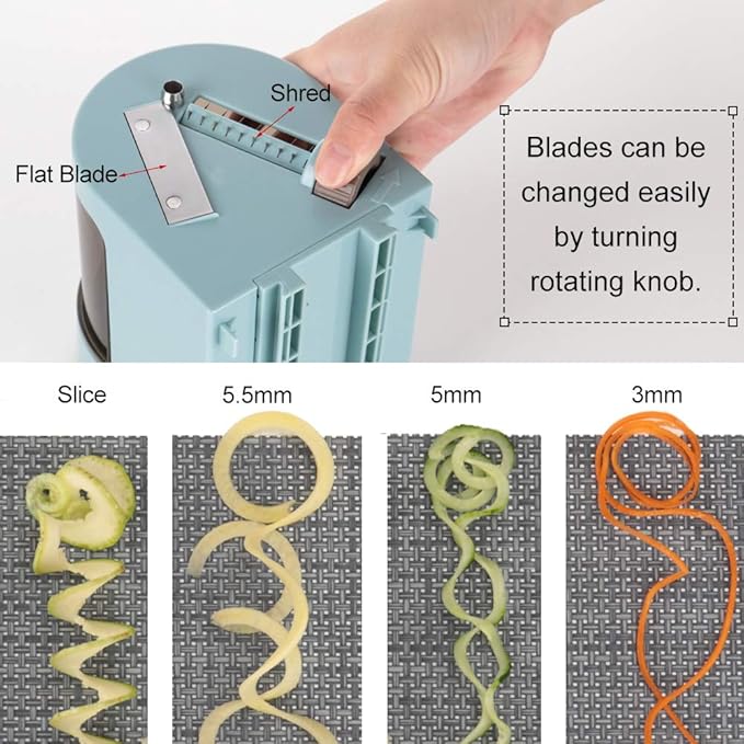 Ourokhome Vegetable Spiralizer Zucchini Noodles Maker – 4 Built-in Spiral Slicer Blade for Veggie Spaghetti Paste