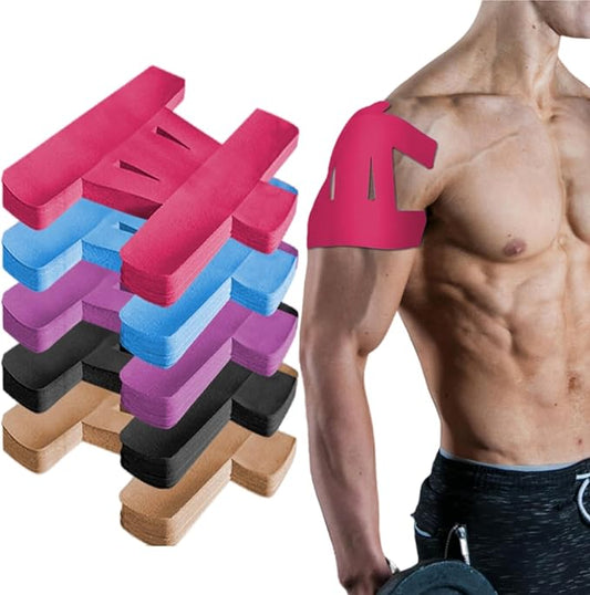 IEADEN Precut Kinesiology Tape for Shoulder, 10 Pcs - Shoulder Support & Stability, Shoulder Pain Relief Athletic Tape - Waterproof & Elastic, Breathable Hypoallergenic Latex-Free Tape, Pink