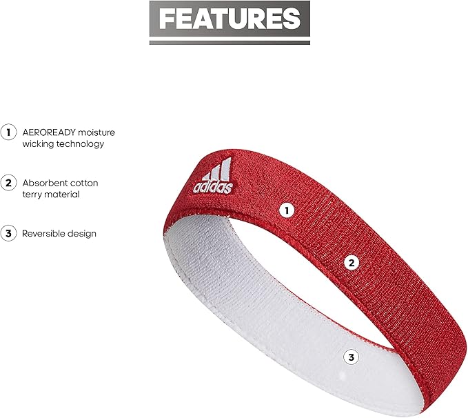 Adidas Unisex-Adult Interval Reversible Elastic Sweat Headband for Men and Women