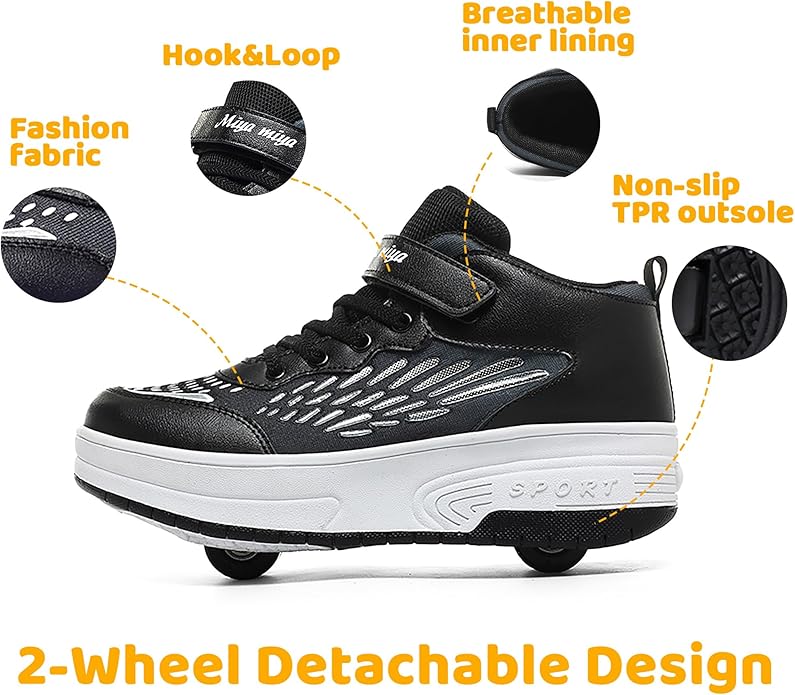Wooowyet Roller Skate Shoes for Kids Boys Girls Rechargealbe Wheels Sneakers Fashion Roller Wheeled