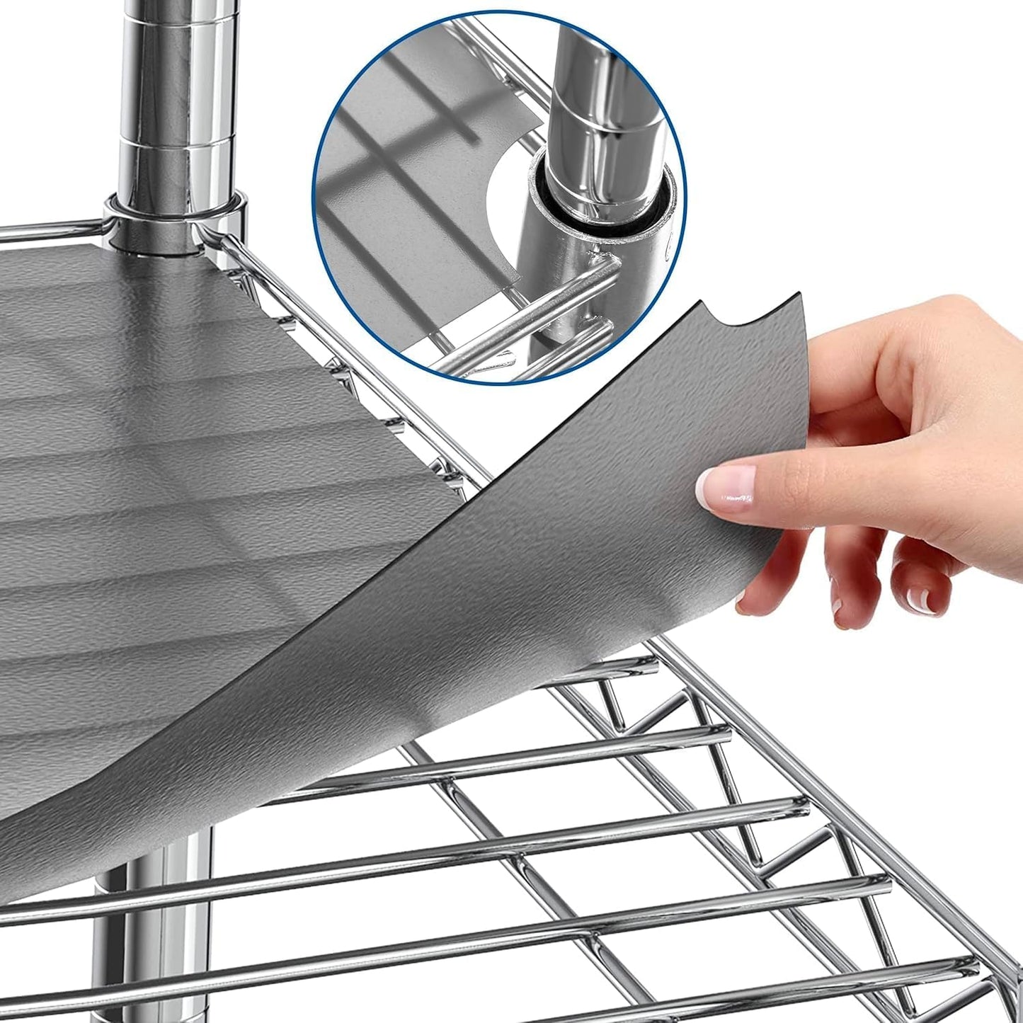 Shelf Liners for Wire Shelf System: Set of 5 in Graphite: 18 x 42 inch: Plastic Wire Shelving Shelf Mats