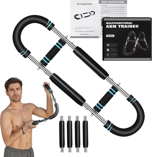 30-120lb Twister Arm Trainer,Adjustable Arm Chest Exerciser with 4 Resistance Springs for Men & Women Upper Body Workout,Detachable Power Twist Home Fitness Equipment